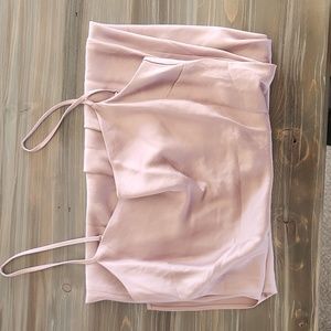 Express cowl neck pink satin dress, size s, slit on left side